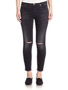 7 For All Mankind High-waist Distressed Ankle Skinny Jeans
