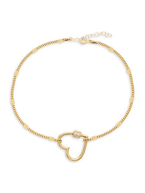 Gabi Rielle 22k Goldplated & White Crystal Heart Bracelet
