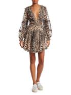 Zimmermann Allia Leopard Cutout Sheer Dress
