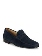 Massimo Matteo Perforated Suede Penny Loafers