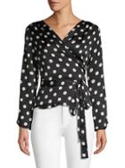 Lucca Couture Ruth Polka Dot Wrap Blouse