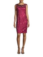 Adrianna Papell Floral Embroidered Sleeveless Sheath Dress