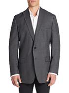 Calvin Klein Slim-fit Micro Checkered Silk & Wool Sportcoat