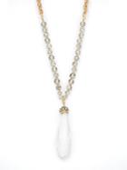 Saks Fifth Avenue Goldtone Beaded Drop Pendant Necklace
