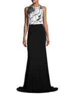 Theia Beaded Colorblock Gown