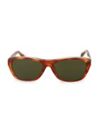 Linda Farrow 57mm Rectangle Tortoise Shell Sunglasses