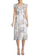 Donna Karan Floral-print Ruffle Midi Dress