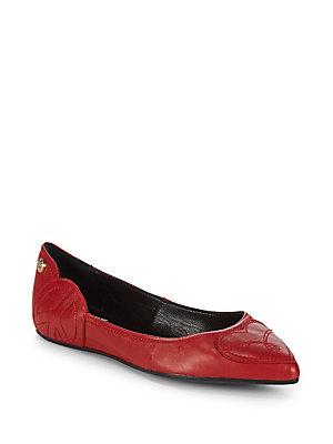 Love Moschino Point Toe Leather Ballet Flats