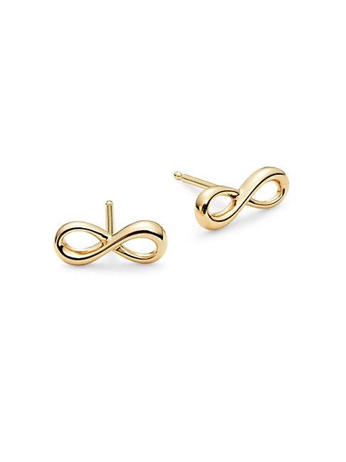 Saks Fifth Avenue Tiny Infinity 14k Yellow Gold Stud Earrings