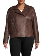 Badgley Mischka Plus Asymmetrical Leather Jacket