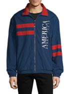 Perry Ellis America Embroidered Striped Track Jacket