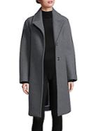 Donna Karan Snap-button Front Wool-blend Overcoat