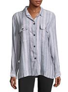 Rails Everett Striped Linen-blend Casual Button-down Shirt