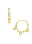 Chloe & Madison 14k Goldplated Sterling Silver & Crystal Spiked Hoop Earrings