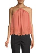 Astr The Label Embroidered Scalloped Top