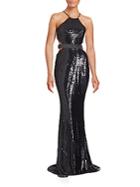 Halston Heritage Sequined Cutout Gown