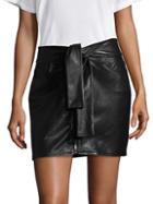 Frame Waist Tie Leather Mini Skirt