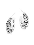 Lois Hill Silver Signature Handcarved Hoop Earrings