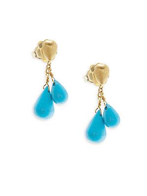 Marco Bicego Turquoise And 18k Yellow Gold Dangle Earrings
