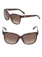 Gucci 55mm Squared Tortoise Sunglasses