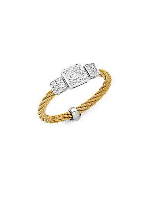 Alor Classique Yellow Gold Cable & Diamond Ring