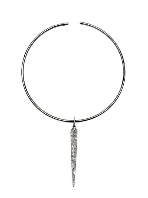 Adornia Fine Jewelry Champagne Diamond And Silver Spear Collar Necklace