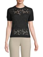 Valentino Ribbed Floral Lace Sweater
