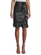 Rebecca Taylor Faux-leather Ruffle Skirt
