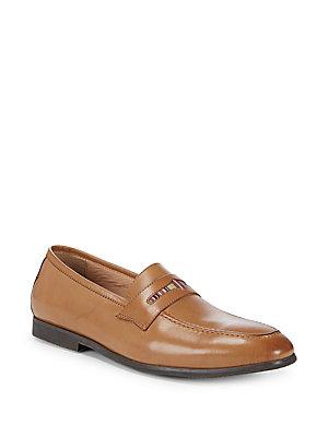 Robert Graham Square Toe Leather Penny Loafers