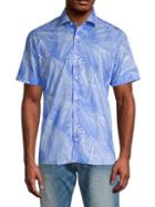 Bertigo Leaf-print Short-sleeve Cotton Shirt