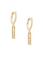 Saks Fifth Avenue 14k Yellow Gold & Diamond Huggie Drop Earrings