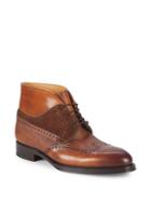 Paul Stuart Leather Wing-tip Ankle Boots