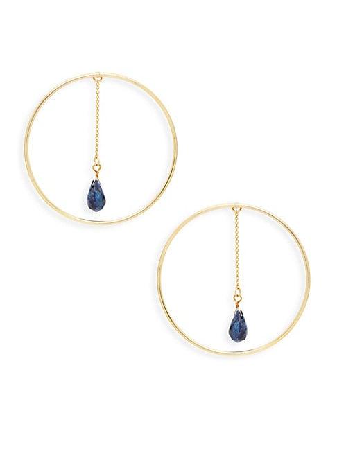 Ava & Aiden Goldtone Lapis Chain-hoop Earrings