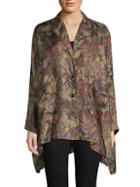 Valentino Butterfly-print Handkerchief Button-down Blouse