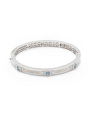 Judith Ripka Romance London Blue Spinel & White Sapphire Bangle Bracelet