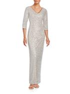 Kay Unger Three-quarter Sequin Gown