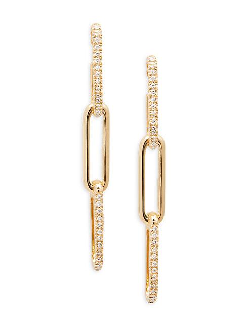 Saks Fifth Avenue 14k Yellow Gold Diamond Link Drop Earrings