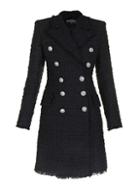 Balmain Double-breasted Wool-blend Tweed Coat