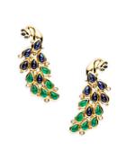 Temple St. Clair Fortuna 18k Yellow Gold Peacock Crawler Earrings