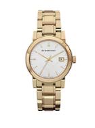 Burberry Check Stamped Stainless Steel Watch/goldtone