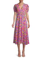 Saloni Lea Floral Silk Jacquard A-line Dress