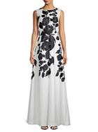 David Meister Floral Print Gown