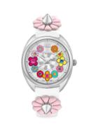 Fendi Momento Flower Stainless Steel & Leather-strap Watch