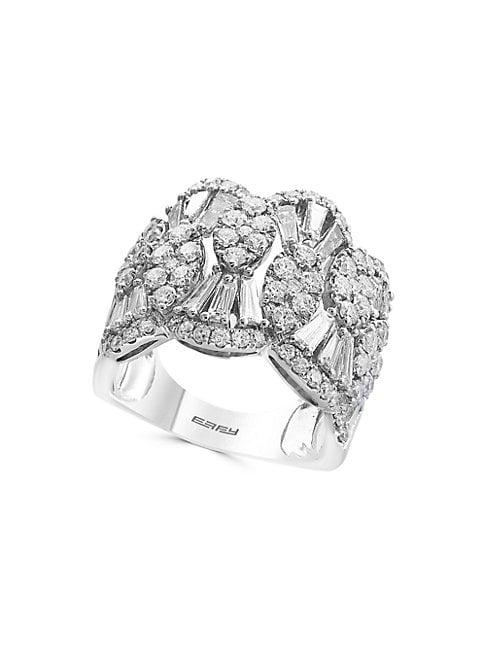 Effy 14k White Gold Diamond Wide Ring