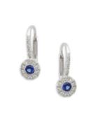 Effy 14k White Gold Diamonsd & Sapphire Drop Earrings
