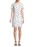 Karl Lagerfeld Paris Short-sleeve Polka Dot Shift Dress