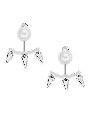 Majorica 10mm White Round Pearl Spiked Earrings