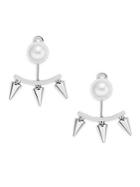 Majorica 10mm White Round Pearl Spiked Earrings