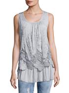 Saks Fifth Avenue Blue Lace Embroidered Overlay Top