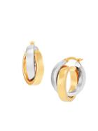 Saks Fifth Avenue 14k Yellow & White Gold Polished Bold Crossover Hoop Earrings